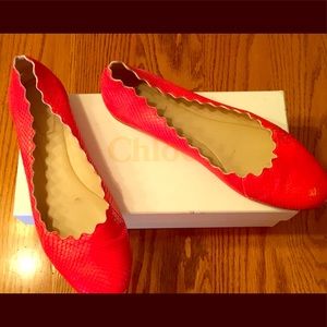 Chloe Red Scallopped Flats